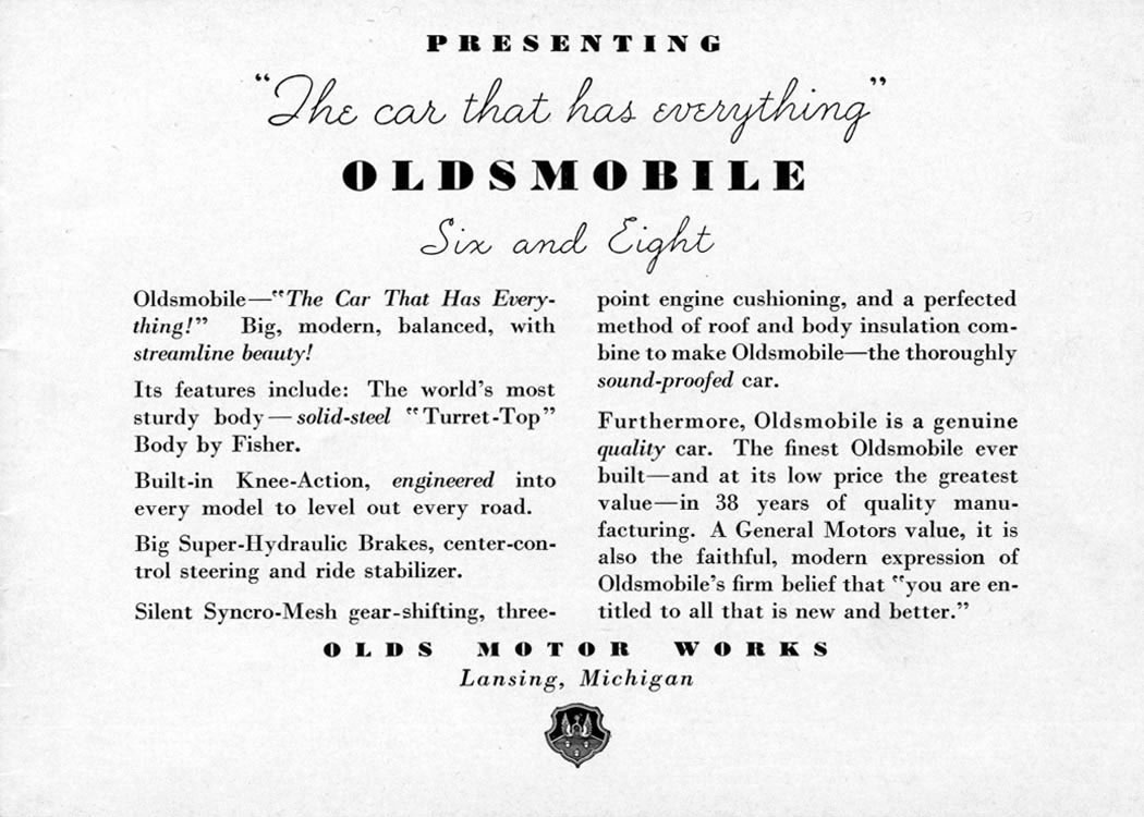 1935 Oldsmobile Motor Cars Brochure Page 20
